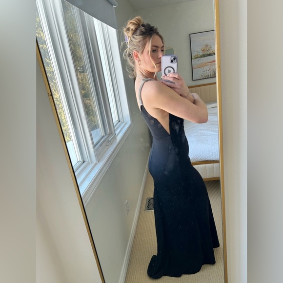 Fashion Nova Black Gala Dress With Rhinestone Straps - Picture 5 of 9